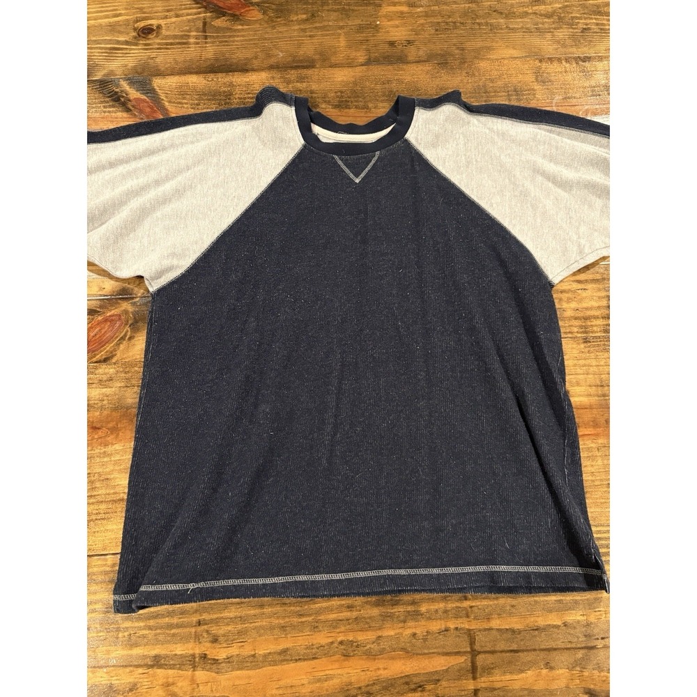 Vintage Chereskin Sweater Mens Large Pullover Cotton USA Grandpa Y2K Grey Navy